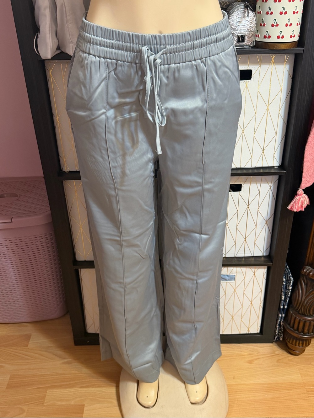 Zara Light blue Wide-Leg Drawstring Pants